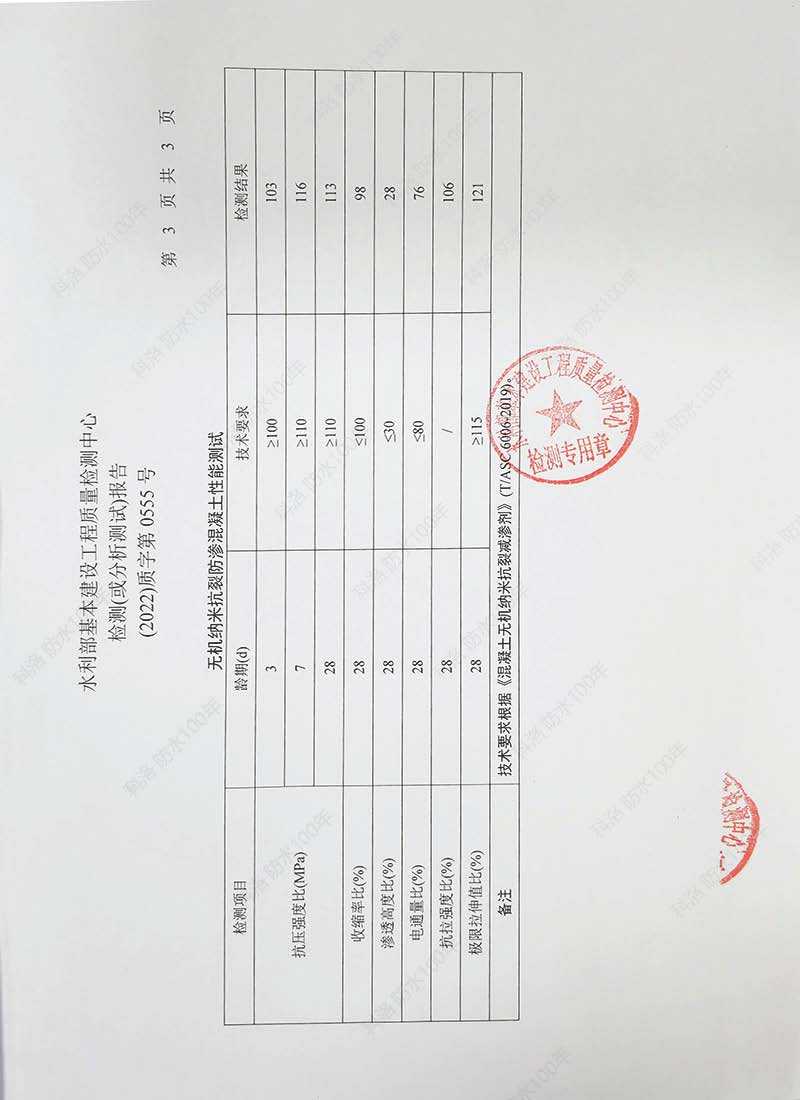 水利部基本建設(shè)工程質(zhì)量檢測中心檢測（或分析）報告20220602-科洛混凝土外加劑4